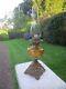 Antique Vintage Amber Glass Oil Lamp & Chimney Shepards Hut Farmhouse