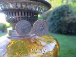 Antique Vintage Amber Glass Oil Lamp & Chimney Shepards Hut Farmhouse