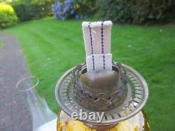 Antique Vintage Amber Glass Oil Lamp & Chimney Shepards Hut Farmhouse