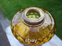 Antique Vintage Amber Glass Oil Lamp & Chimney Shepards Hut Farmhouse