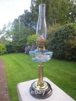 Antique Vintage Brass English Make Oil Lamp & Chimney Shepards Hut Oil Lamp