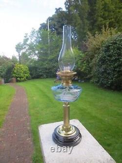 Antique Vintage Brass English Make Oil Lamp & Chimney Shepards Hut Oil Lamp