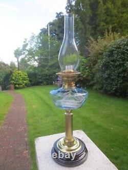 Antique Vintage Brass English Make Oil Lamp & Chimney Shepards Hut Oil Lamp