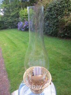 Antique Vintage Brass English Make Oil Lamp & Chimney Shepards Hut Oil Lamp