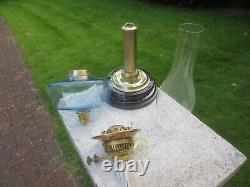 Antique Vintage Brass English Make Oil Lamp & Chimney Shepards Hut Oil Lamp