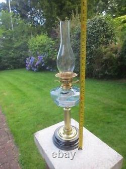 Antique Vintage Brass English Make Oil Lamp & Chimney Shepards Hut Oil Lamp