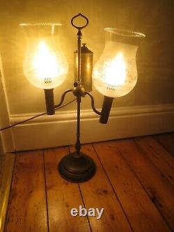 Antique Vintage Coverted To Electric Oil Lamp Pat Tested Ready To Use