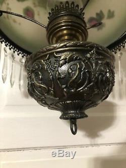 Antique Vintage Victorian Gone With The Wind Hanging Electric Oil Lamp