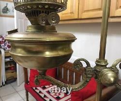 Antique Vintage Victorian Ornate Brass Double Oil Lamp