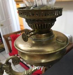 Antique Vintage Victorian Ornate Brass Double Oil Lamp