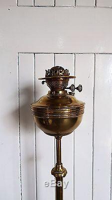 Antique Vintage brass free standing floor standard oil lamp