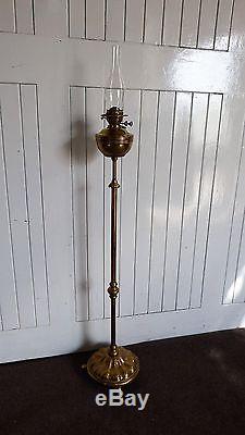 Antique Vintage brass free standing floor standard oil lamp