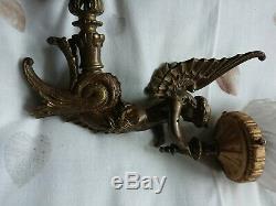 Antique Winged Mythical Mermaid Wall Sconce Light Old Victorian Gas Light