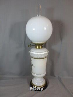 Antique Wright And Butler White Glass Vase Duplex Oil Lamp