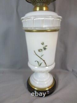 Antique Wright And Butler White Glass Vase Duplex Oil Lamp