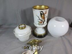 Antique Wright And Butler White Glass Vase Duplex Oil Lamp