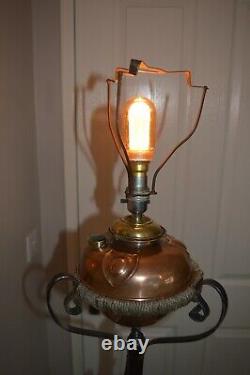 Antique Wrought Iron Telescopic Standard Oil Lamp