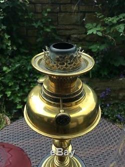 Antique Young's Central Drought Brass Column Oil Lamp