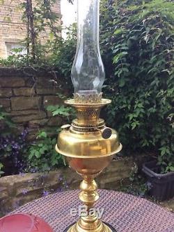 Antique Young's Central Drought Brass Column Oil Lamp