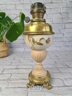 Antique Young's Painted Brass Oil Lamp Untested