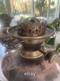 Antique brass and copper art nouveau oil lamp Hinks no 2 burner