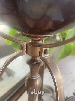 Antique brass and copper art nouveau oil lamp Hinks no 2 burner