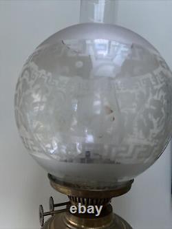 Antique brass oil lamp