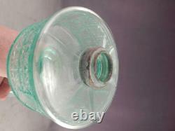 Antique c1880 OilKerosene Lamp3 Panelled 2 Panel DesignVaseline GlassEAPG