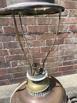Antique converted Oil Lamp wrought iron and copper standard floor lamp Working