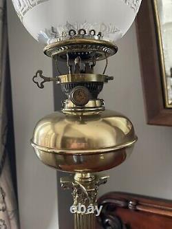 Antique corinthian column Hinks #2 Burner Oil lamp