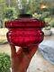 Antique cranberry large facet cut oil lamp font reservoir