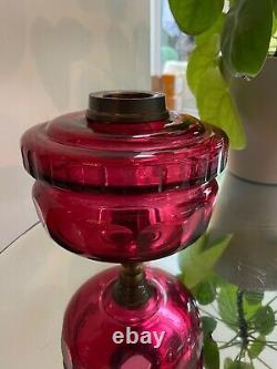 Antique cranberry large facet cut oil lamp font reservoir