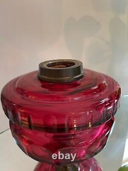 Antique cranberry large facet cut oil lamp font reservoir