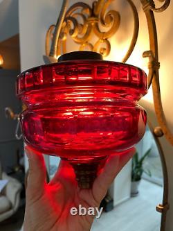 Antique cranberry large facet cut oil lamp font reservoir