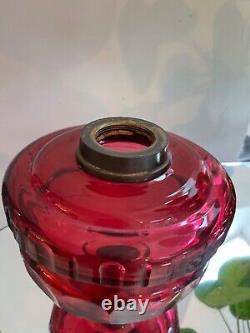 Antique cranberry large facet cut oil lamp font reservoir