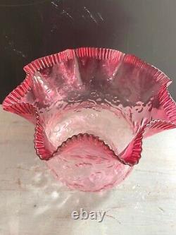 Antique cranberry pleated top oil lamp shade