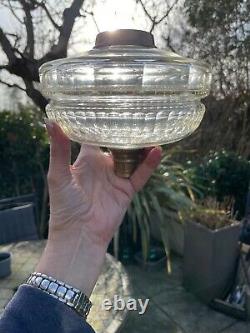 Antique cut glass clear oil lamp font screw in burner