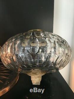 Antique cut glass face cut oil lamp
