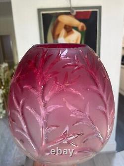 Antique facet cut beehive cranberry oil lamp shade
