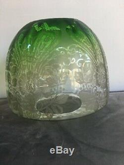 Antique green acid etched beehive oil lamp shade