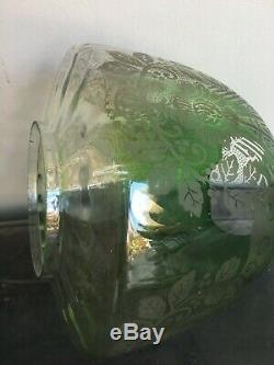 Antique green acid etched beehive oil lamp shade