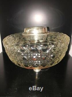 Antique hobnail silver plate large oil lamp fount