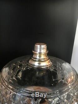 Antique hobnail silver plate large oil lamp fount