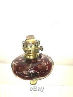 Antique large Czechoslovakia Bohemian Ruby cut glass oil lamp fount