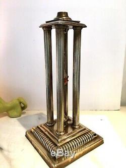 Antique large heavy brass 4 column oil lamp base