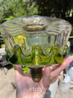Antique large oil lamp font with green swags