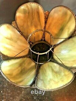 Antique oil lamp slag glass shade