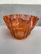 Antique orange burnt orange peach wrythen wavy top oil lamp shade