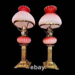 Antique pair of oil lamps