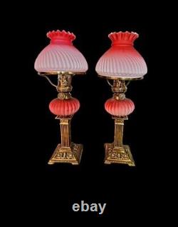 Antique pair of oil lamps